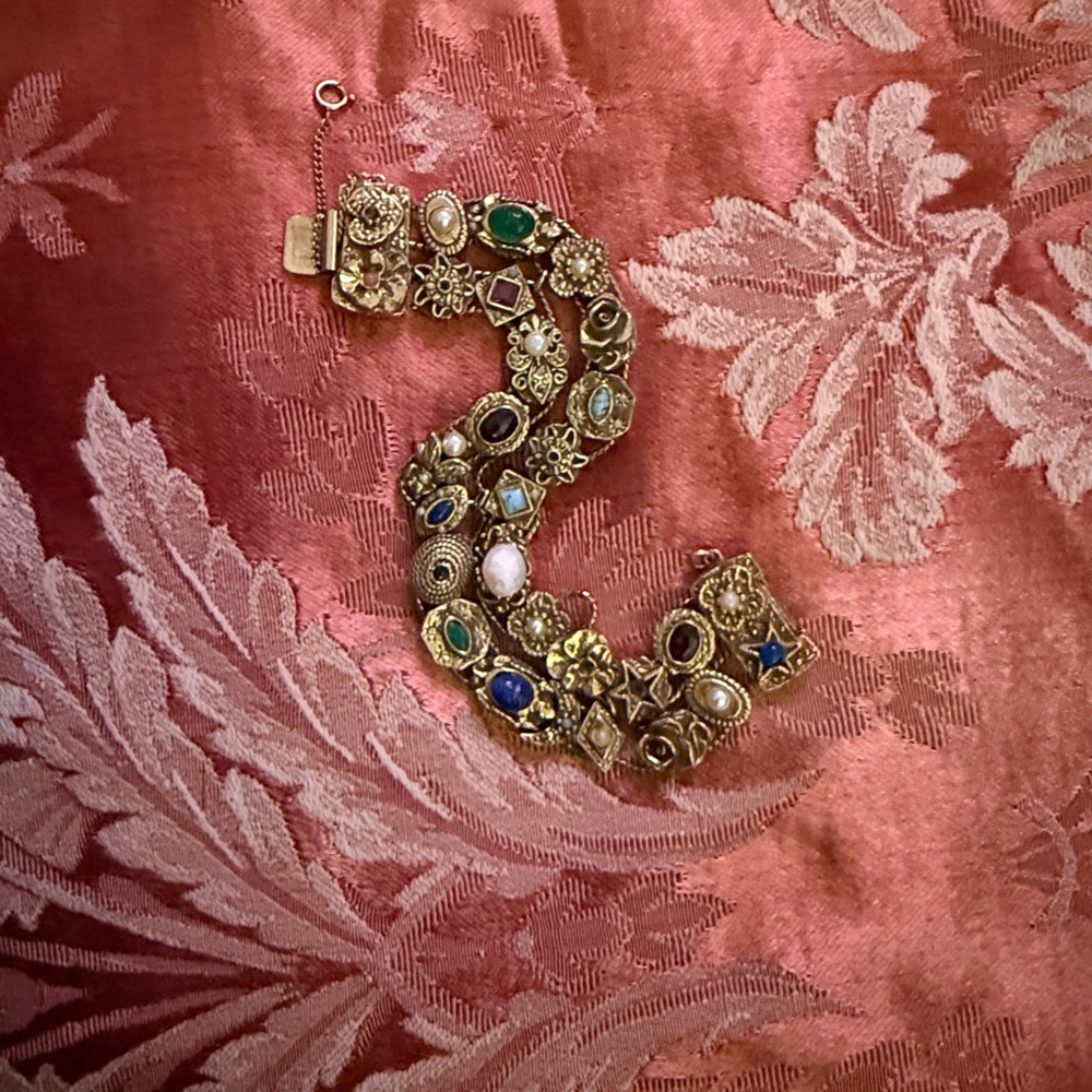 Vintage signed Goldette double slide bracelet